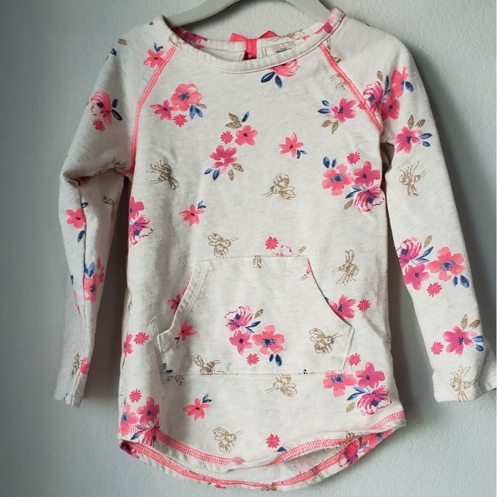 Oshkosh Toddler Girls Cream & Pink Floral Terry Pullover - 4